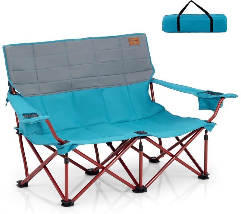 Chaise De Camping Surdimensionnée, Chaise Portable à 2 Places, Charge 300 Kg (bleu,149 X 70 X 80 Cm)