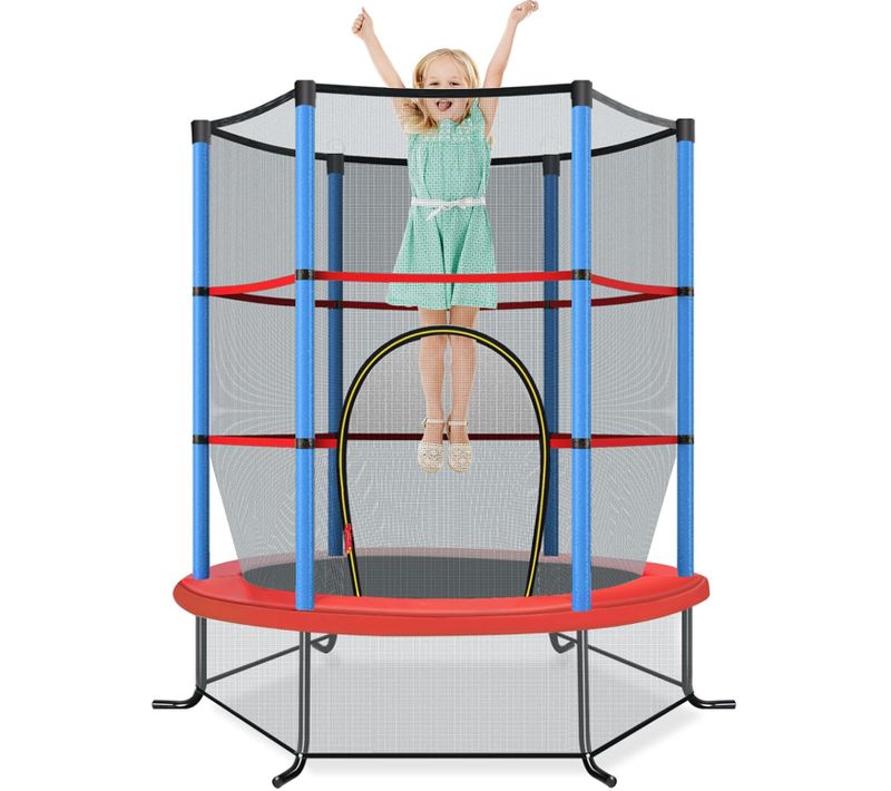 Trampoline Extérieur Enfants Ø165 Cm Avec Filet De Sécurité, Charge Max 135kg (bleu)