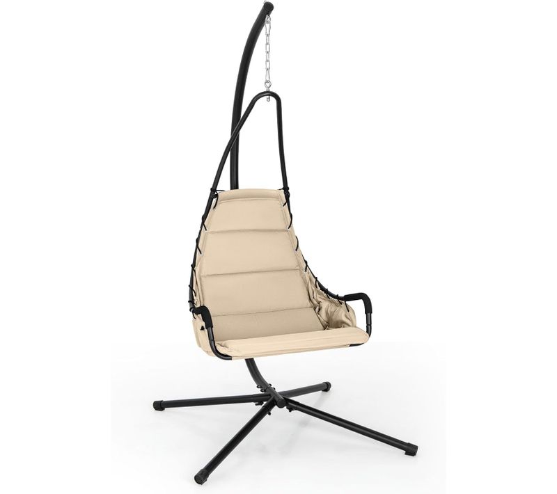 Fauteuil Suspendu Avec Support En Acier, Balançoire Suspendue, Charge 120 Kg (beige)
