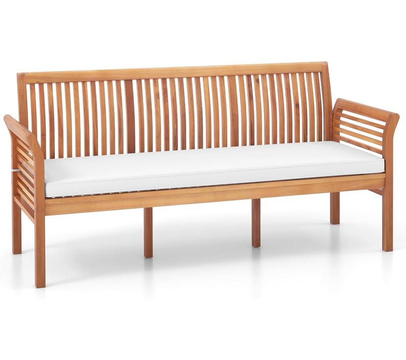 Banc Exterieur Jardin 159 Cm, Banc Bois Acacia Avec Coussin, Banquette Exterieure 3 Personnes