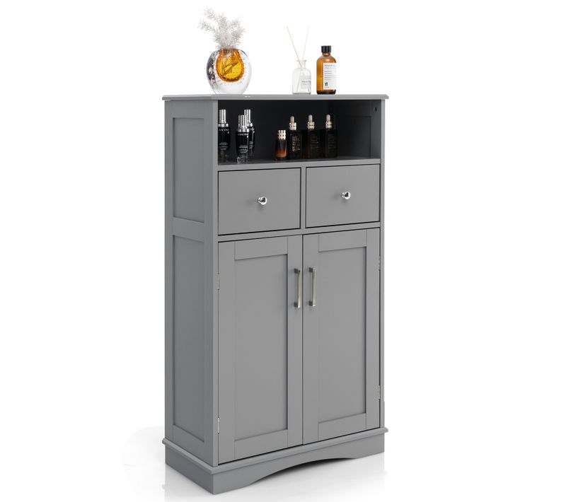 Meuble De Salle De Bain à 2 Portes 2 Tiroirs, Colonne Salle De Bain Armoire Haute 30 X 60 X 108 Cm