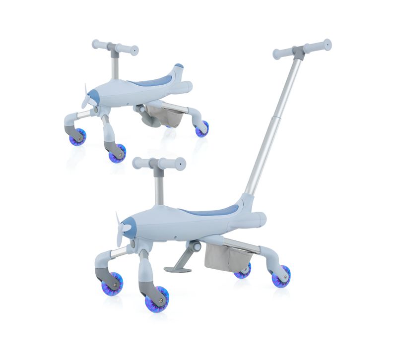 2 En 1 Tricycle Bébé Evolutif Avec Putter Amovible Et Réglable, Draisienne Vélo, Charge 50kg (bleu)