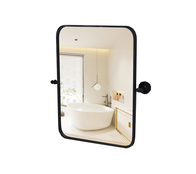 Miroir Salle De Bain 76,5 × 56 Cm, Miroir Mural Rectangulaire Pivotant, Films Antidéflagrant