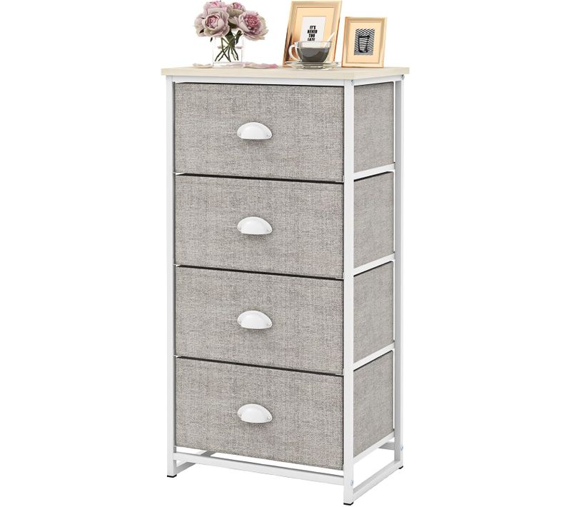 Commode Tiroirs En Tissu, Commode Chambre Adulte, Cadre En Métal, Tiroir Pliable (45 X 30 X 94 Cm)