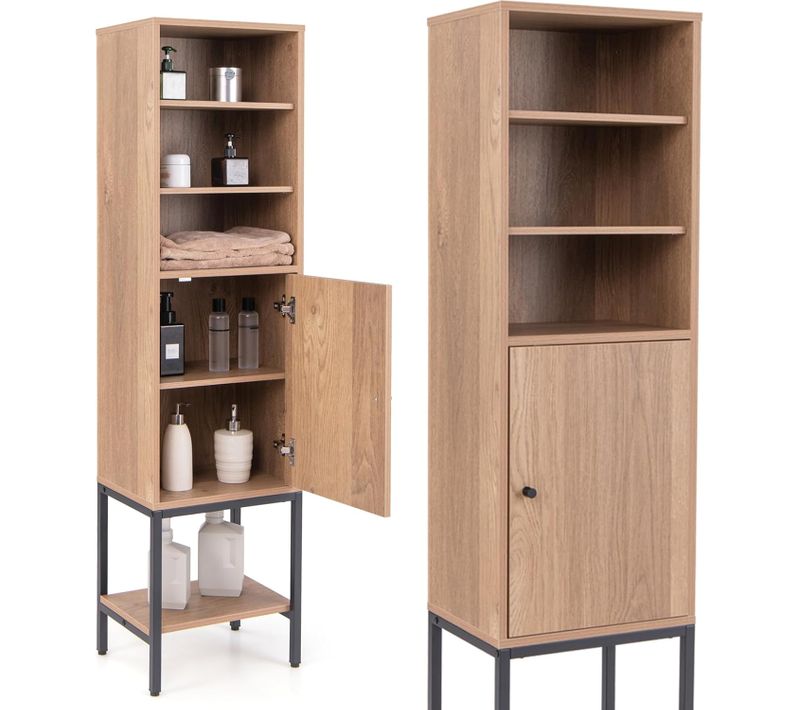 Meuble Colonne De Salle De Bain, Armoire Haute, Meuble Wc Rangement, 38 X 30 X 145 Cm (jaune)