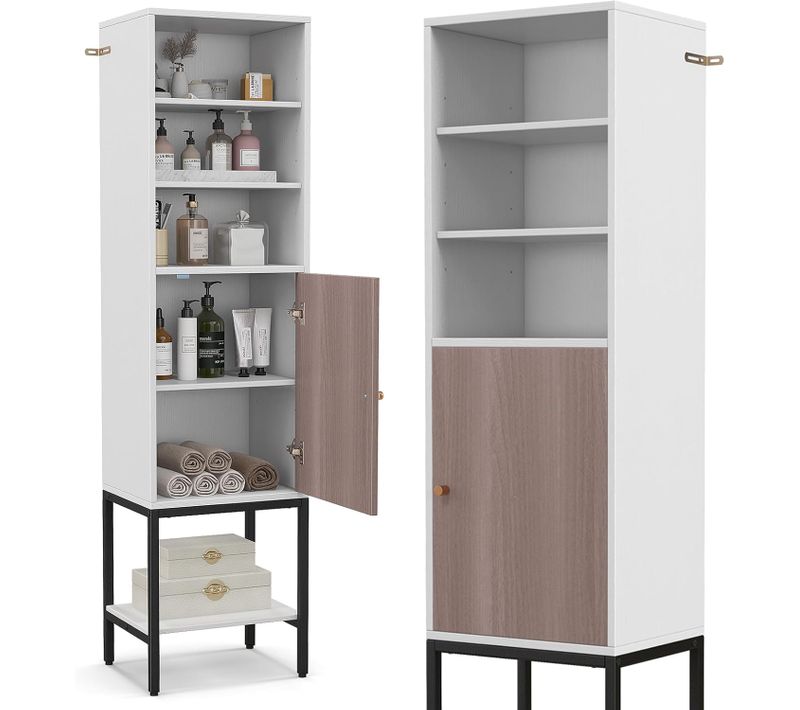 Meuble Colonne De Salle De Bain, Armoire Haute, Meuble Wc Rangement,38 X 30 X 145 Cm (blanc)