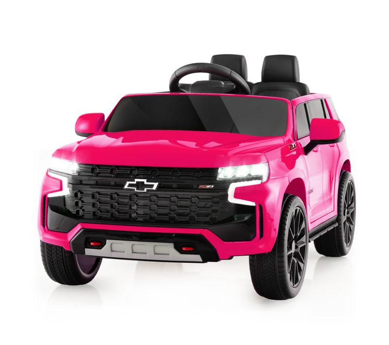 12v Suv Chevrolet Tahoe Voiture Électrique Enfant，avec Des Lumières Et De La Musique, Rose