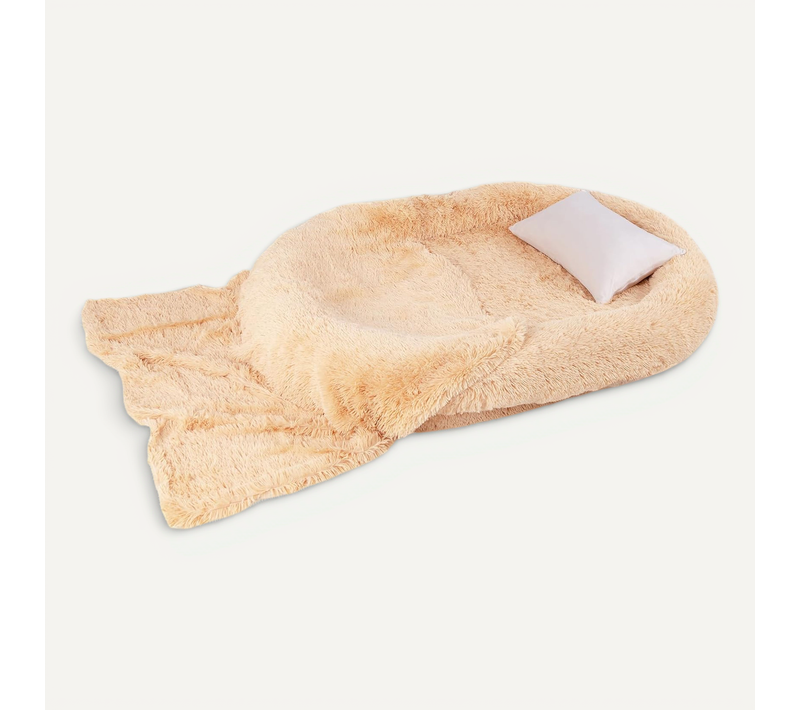 Panier Chien De Grande Taille, Lit Géant Pour Chien Et Humain, Lit En Fausse Fourrure, Jaune Clair