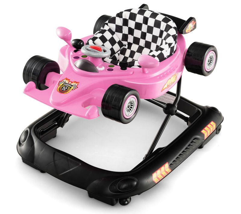 4 En 1 Trotteur Bébé Évolutif Pliable Avec 3 Hauteur Réglable, Charge 12kg Rose