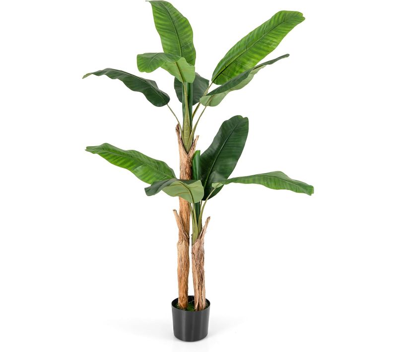 Plante Artificielle Tiges Doubles, Fausse Plante De Bananier 10 Grandes Feuilles Plante Vert, 165 Cm