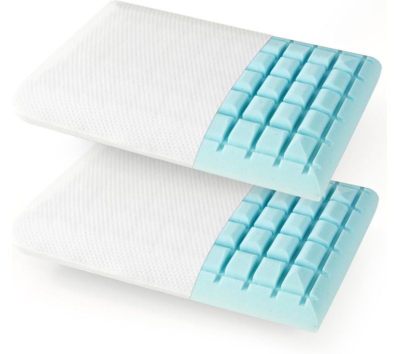 Lot De 2 Oreillers Ergonomique Cervical Orthopédique, Coussins En Mousse à Mémoire De Forme, Blanc
