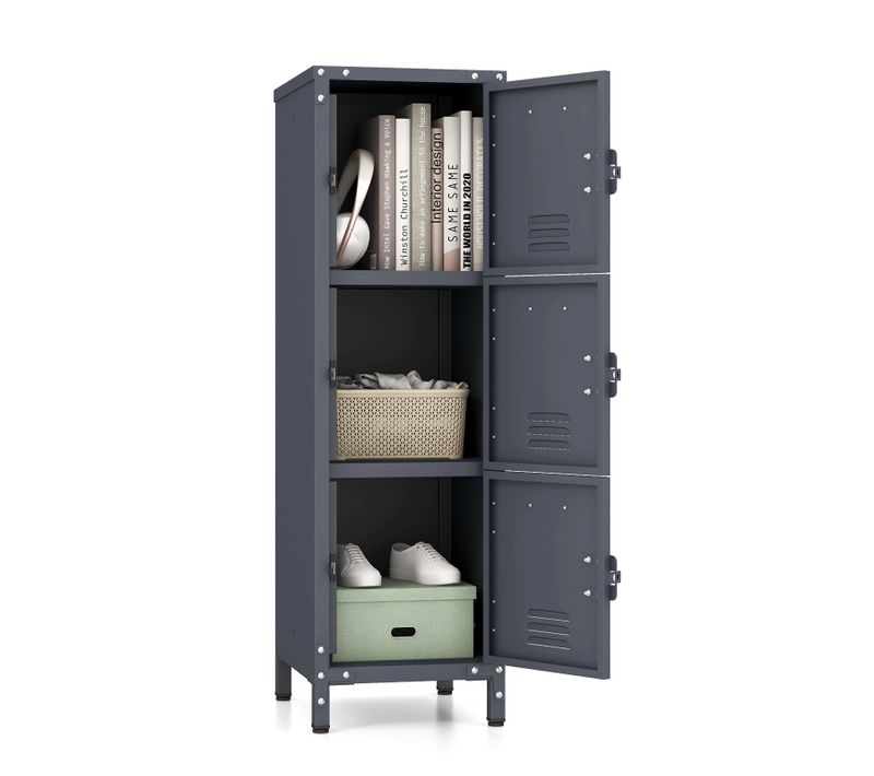 Armoire à Casiers, Armoire Metallique Rangement Modulaire, Porte Avec Loquet, Support D'étiquette