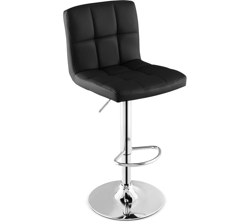 Tabouret De Bar, Chaise Bar Pivotante, Hauteur Réglable 65-85 Cm, Repose-pieds, Noir
