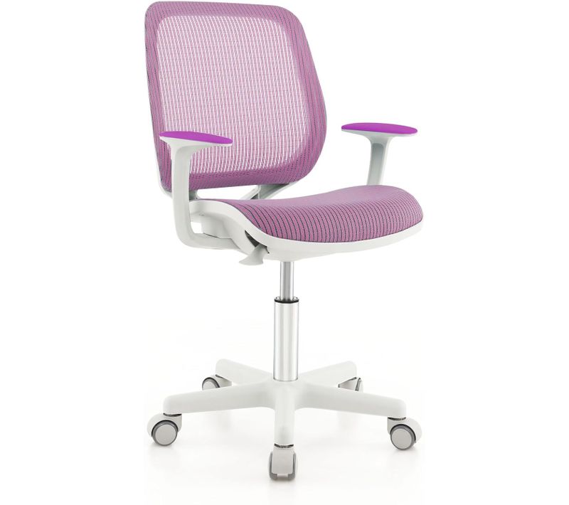 Chaise De Bureau Pivotante Enfants Avec Hauteur Réglable 80-92cm, Siège à Roulettes, Charge 75kg