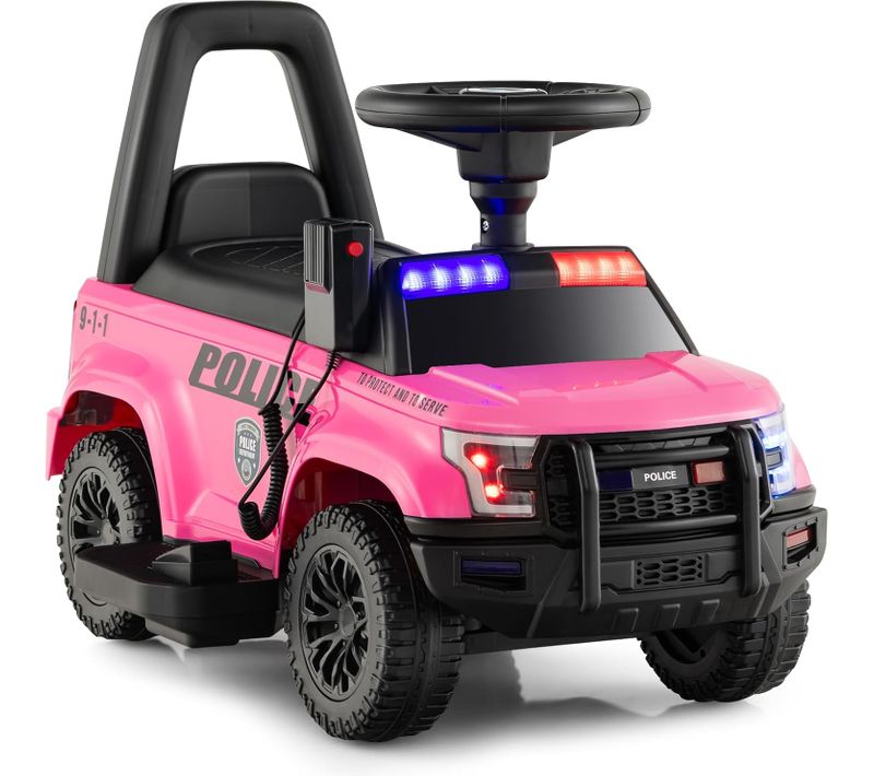 Porteur Enfants Avec Mégaphone Et Autocollant De Police, Voiture à Pousser, Charge 25 Kg (rose)