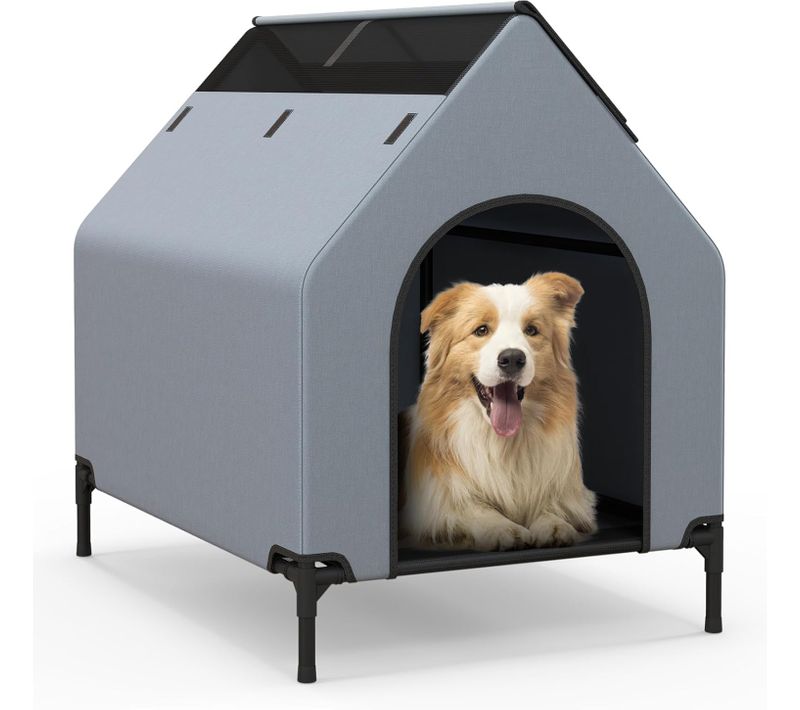 Niche Pour Chien Exteriéur Intérieur 91 Cm, Chenil Pour Petite Chien 2 En 1, Capacité 30 Kg