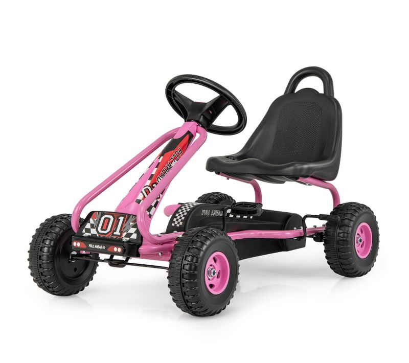 Kart à Pédale Enfant Avec Siège Réglable Et Frein à Main, Vélo D’enfant Avec 4 Roues, Charge 30kg