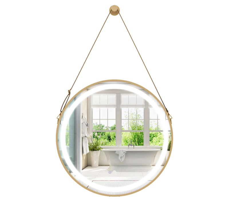Miroir Salle De Bain Avec Eclairage 60 X 60 Cm,Miroir Rond LED Antibuee,Désembuage Rapide,Argent