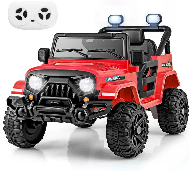 12v Voiture Électrique Enfant Avec Télécommande Et Lumières LED, Charge 30kg (rouge)