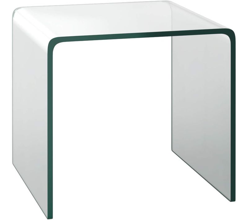 Table Basse En Verre, Table Basse Transparente, Bords Arrondis Lisses, 45 X 45 X 41 Cm