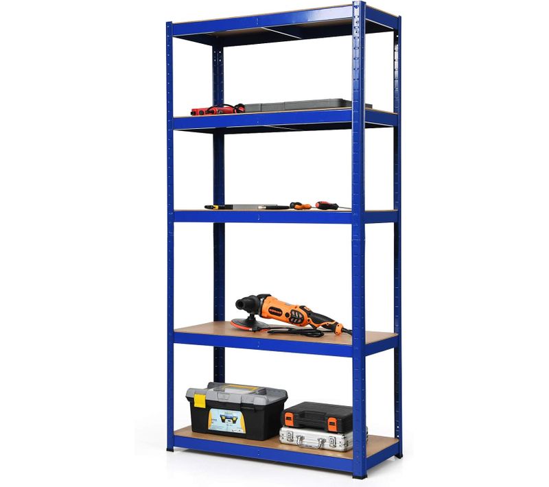 Etagère De Garage à 5 Niveaux Charge Max.875kg Avec Etagère Ajustable, 40 X 90 X 180 Cm (bleu)