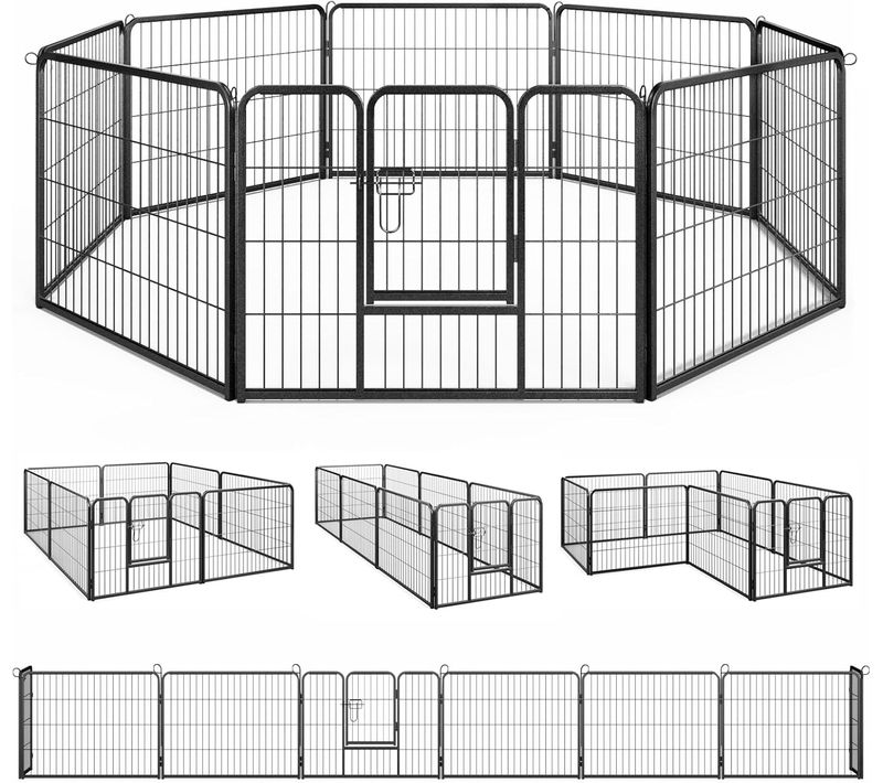 Parc Pour Chien Intérieur Extérieur, 8 Panneaux, Enclos Chien Portable Pliable  (79 × 80 Cm)
