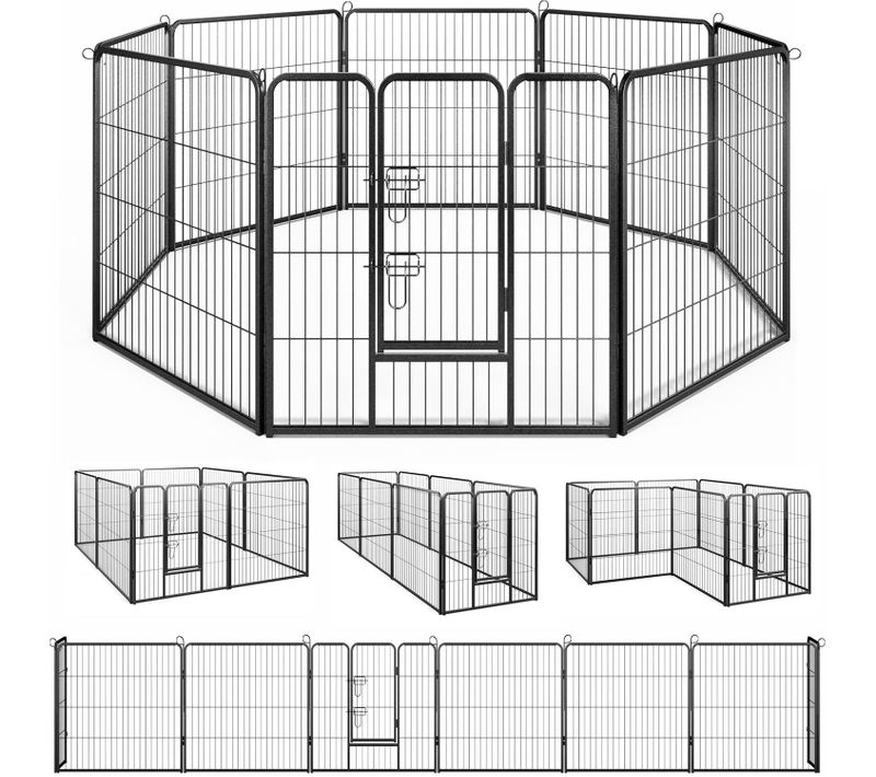 Parc Pour Chien Intérieur Extérieur, 8 Panneaux, Enclos Chien Portable Pliable (79 × 80 Cm)