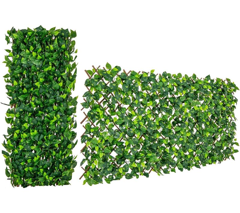 Haie Artificielle Brise-vue Décoration Extensible, Panneau (lierre Vert)