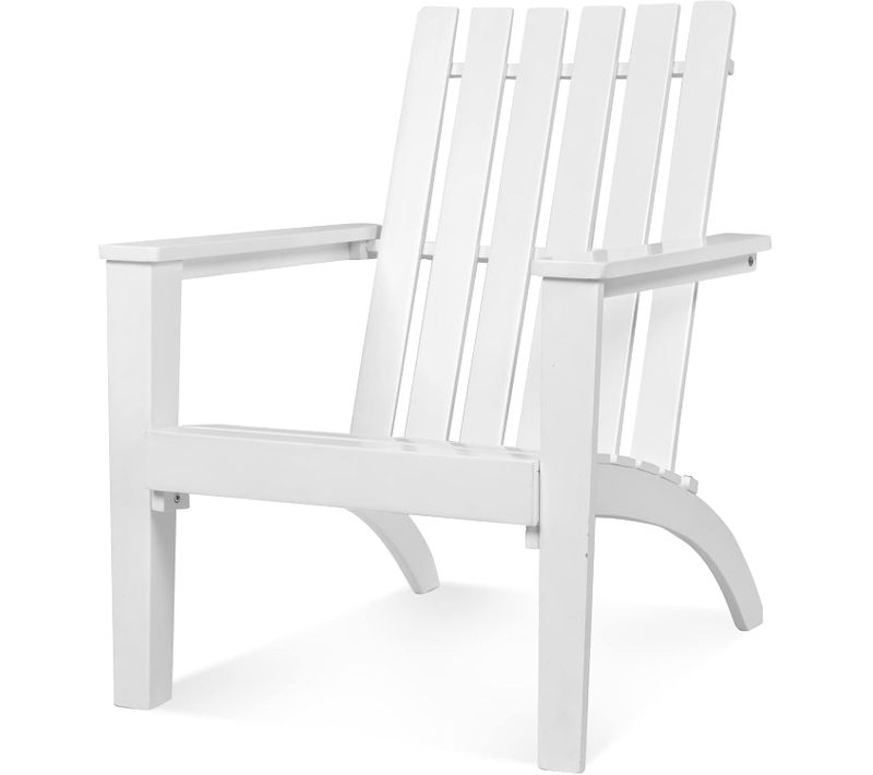 Chaise Adirondack En Bois D'acacia, Fauteuil Adirondack Classique Avec Accoudoir, Jardin (blanc)