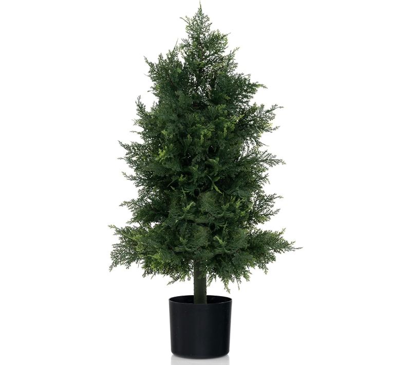 Arbre Artificiel De Pin 80cm Avec Pot En Plastique Et Feuilles Résistantes à La Lumière