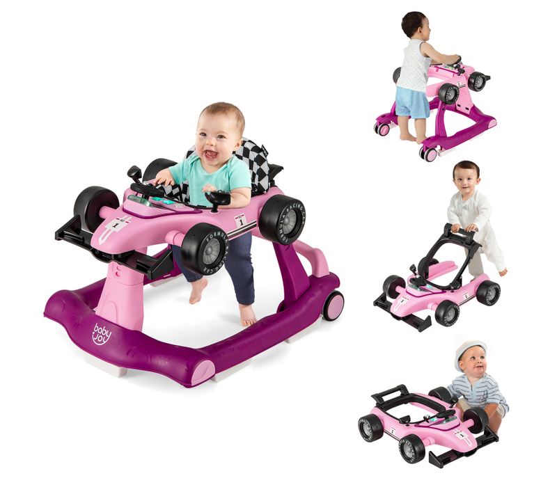 Trotteur Bébé Garçon 4 En 1 Avec 3 Hauteur Réglable, Trotteur Marche Bébé Garçon Avec Musique