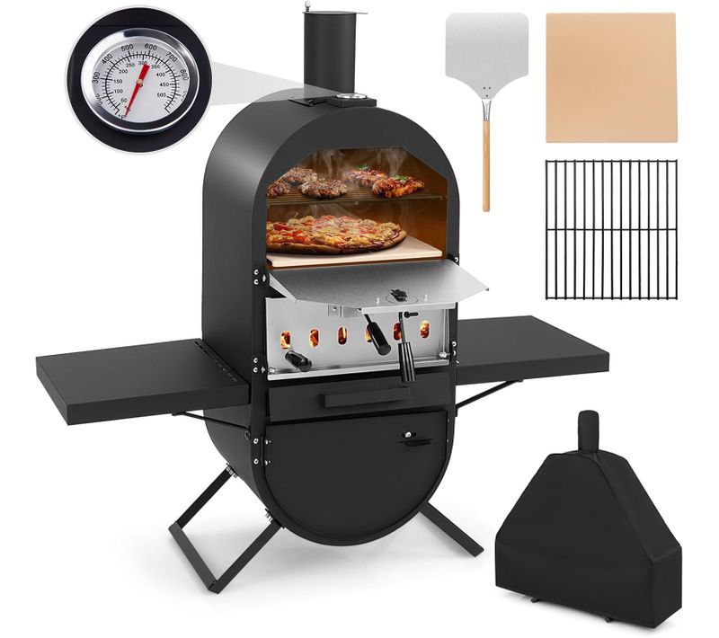 Four à Pizza Au Feu De Bois Extérieur, Grill à Pizza Avec Pierre à Pizza De 31 Cm