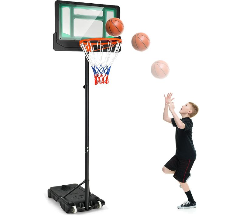 Panier De Basketball Sur Pieds Avec Hauteur Réglable 90-210 Cm, Support De Basket à Roulettes (vert)