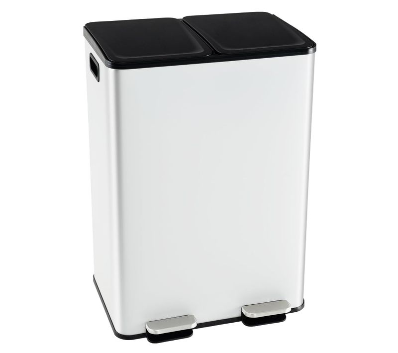Poubelle Cuisine 2 X 30l, Poubelle Tri Selectif En Acier Inox, Anti-empreinte (blanc,2x30l)