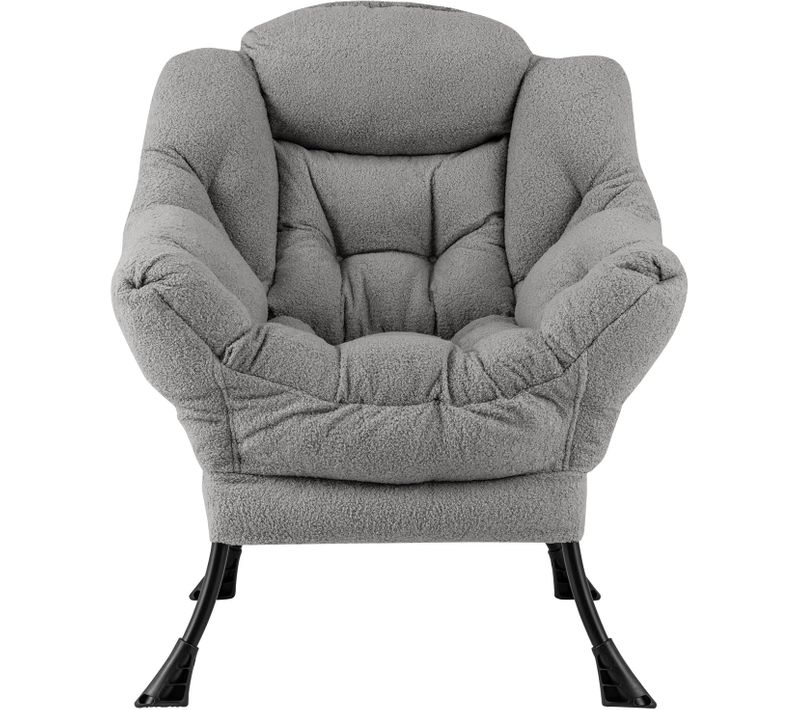 Fauteuil Salon Scandinave, Fauteuil Relax En Sherpa Avec Oreiller, Charger 150 Kg (gris)
