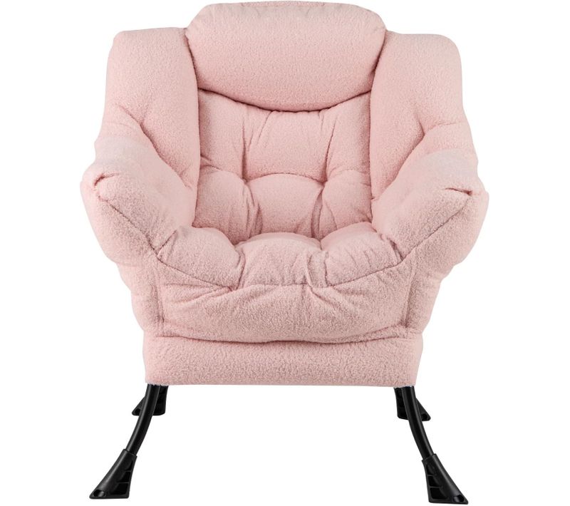 Fauteuil Salon Scandinave, Fauteuil Relax En Sherpa Avec Oreiller, Charger 150 Kg (rose)