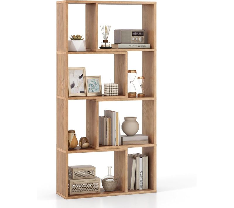 Bibliothèque Étagère à 8 Compartiments Ouvertes, Meuble De Rangemen, 20 X 60 X 120 Cm (naturel)