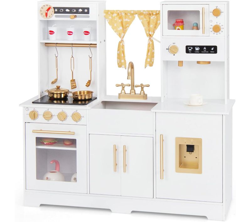 Cuisine Enfant Avec Lumière Et Effet Sonore, Cuisiniere Enfant Avec Rideau Et Cafetière