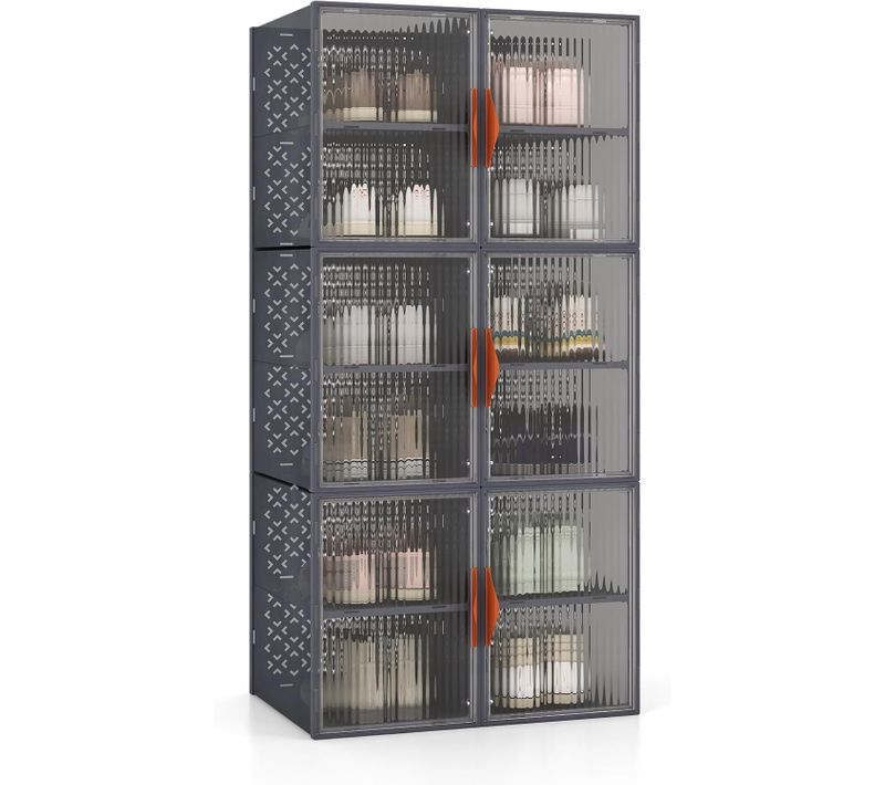 Boîte De Rangement Plastique 150 L, 6 Caisses De Rangement Pliables, Boite Empilable