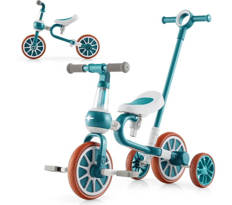 5 En 1 Tricycle Bébé Evolutif Avec Putter Parentale, Vélo D’équilibre Pour Tout-petits De 2 à 4 Ans