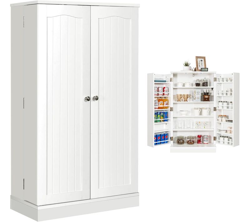 Armoire De Cuisine 2 Portes Avec 16 Étagères, Meuble Cuisine Rangement (60 X 40 X 120 Cm,noir)