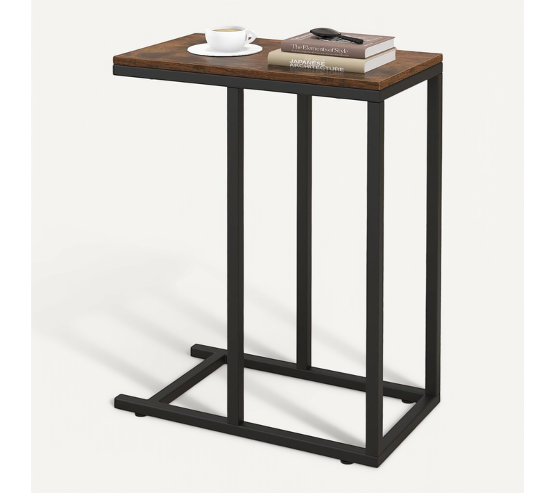 Table Dappoint, Bout De Canape En Forme C, 45,5 X 25,5 X 64 Cm (marron Rustique)