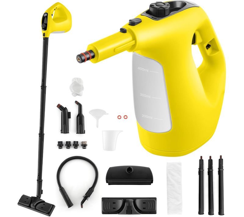 Nettoyeur Vapeur Portatif 1400w Avec 14 Accessoires, Balai Vapeur Continue (jaune)