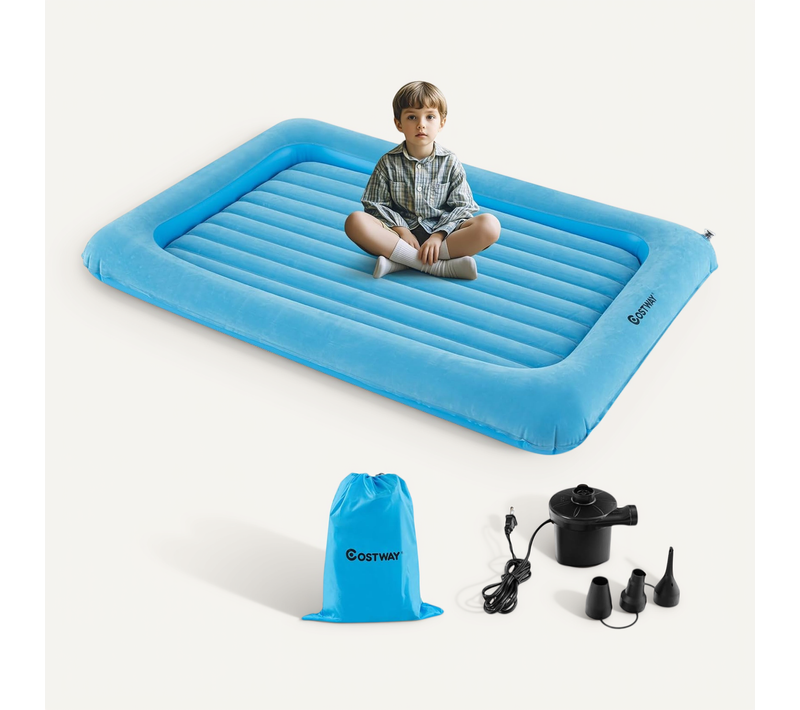 Lit De Voyage Gonflable Enfant Avec Matelas Pneumatique Et Amovible, Charge 150kg (bleu)