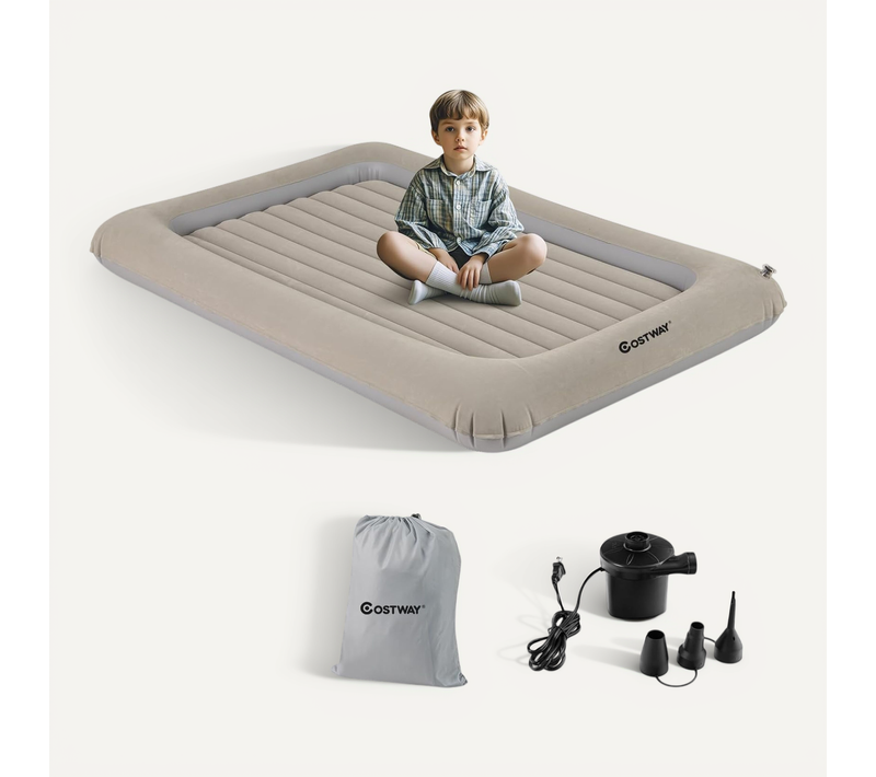 Lit De Voyage Gonflable Enfant Avec Matelas Pneumatique Et Amovible, Charge 150kg (gris)