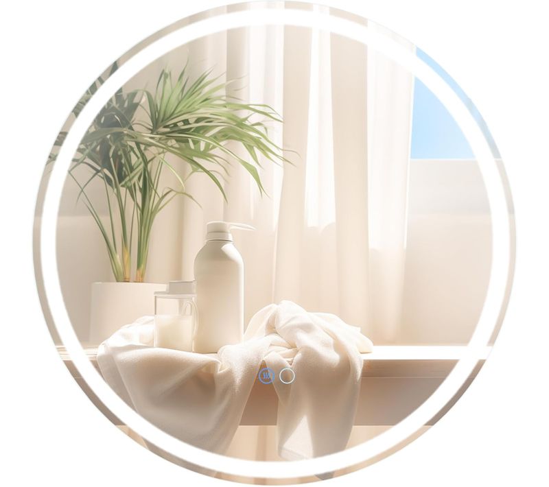Miroir Salle De Bain Avec Eclairage D. 60 Cm, Miroir Rond Mural Antibuée, 3 Couleurs