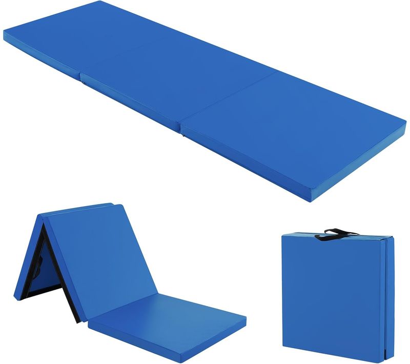 Tapis De Gymnastique Pliable Epais, Matelas D'entrainement En Mousse Et Pu, 180x60x5cm (bleu Marine)