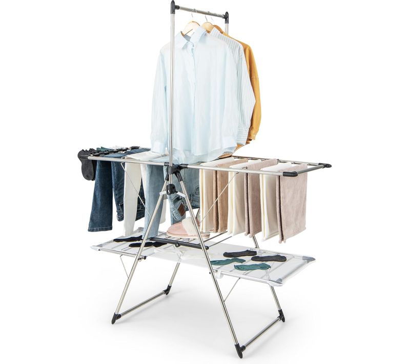 Étendoir Linge Intérieur, Sechoir à Linge Pliable En Acier Inox, Cintre Haut 182 Cm