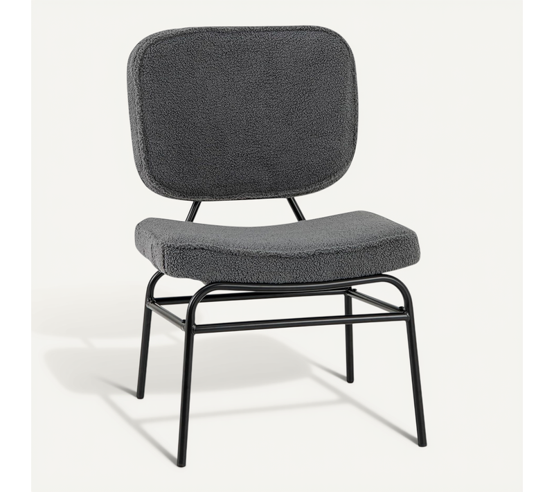Chaises De Salle à Manger Scandinave En Sherpa, Fauteuil Accent Rembourrage En Éponge,(gris)