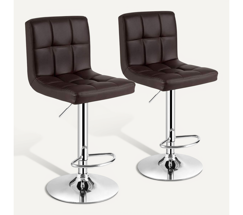 Tabouret De Bar, Chaise Bar Pivotante, Hauteur Réglable 65-85 Cm, Chaise Bar Cuisine En Pu, Marron,2